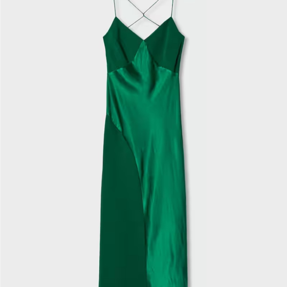 Green Mango Satin Panel dress NWT! Never worn!